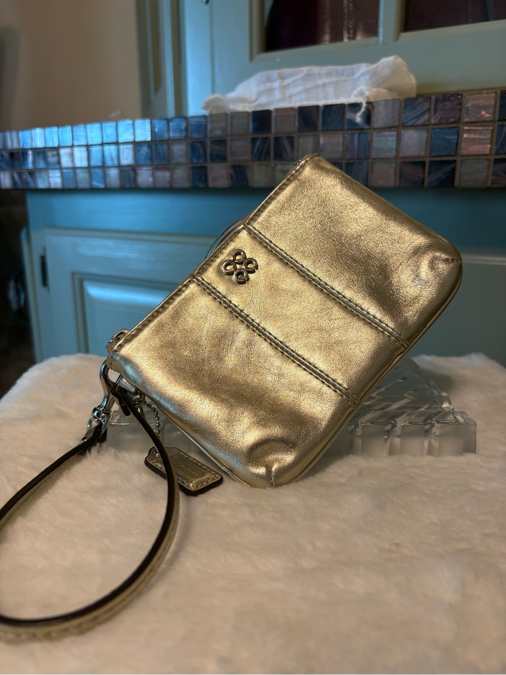 Coach Metallic Gold Wristlet Clutch